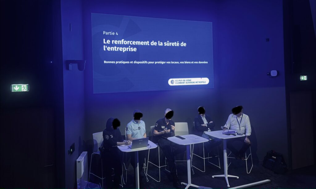 Réunion de la CCI Puy-de-Dôme sur le renforcement de la sûreté de l’entreprise, avec des intervenants de la police et de la gendarmerie